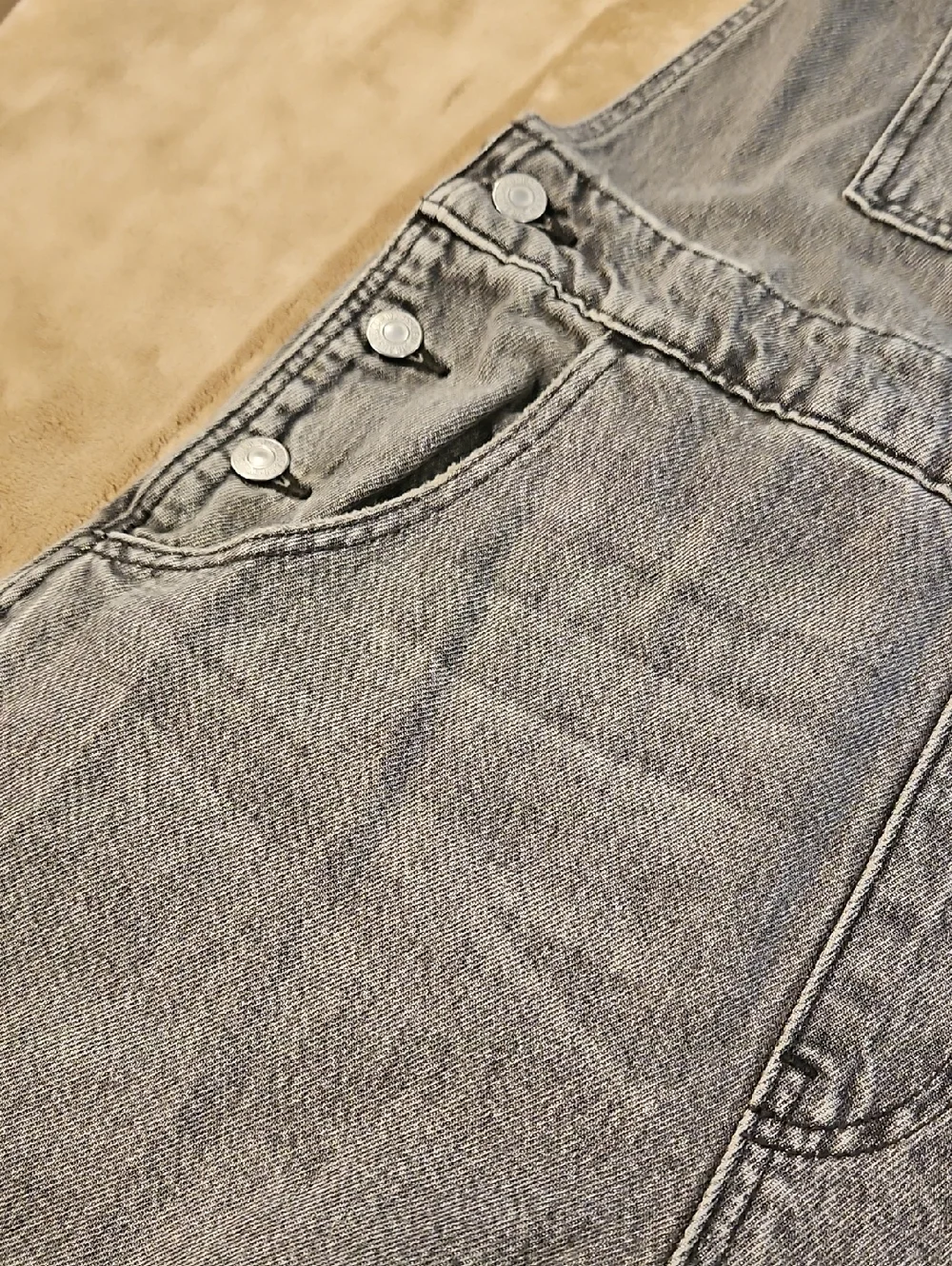 Levi's Gray Washed Denim Overalls - Picture 6 of 12
